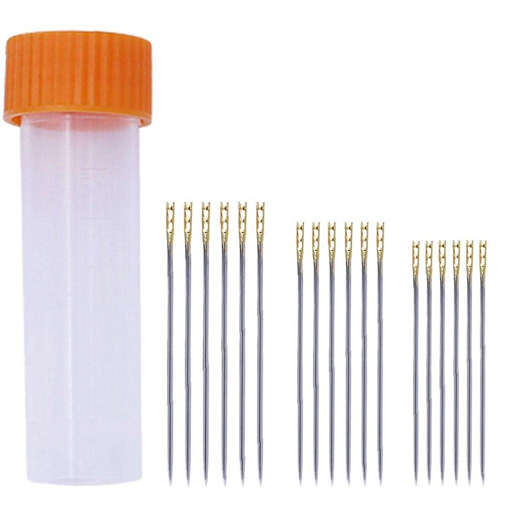 Pinicecore Stainless Steel Self-Threading Needles Handmade Eye Elderly Blind Needle Sewing Tools