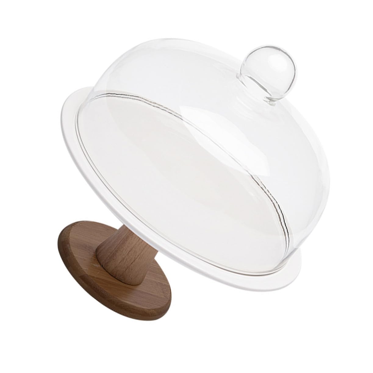 Toyvian Kuchenständer mit Glasdeckel Leicht und Praktisch Keramik und Holzmaterial für Desserts und Weinverkostungen Kuchenteller Abdeckset