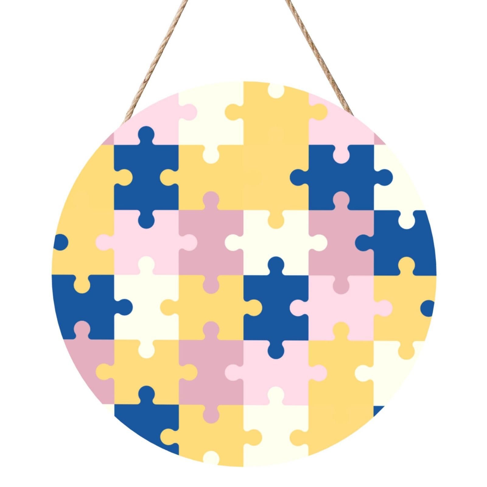 Autism Awareness Month Door Signs Plaques Wood Welcome Sign For Front Door Wall Hanging For Home Farmhouse Office Classroom Party Decoration