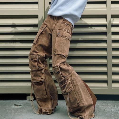 Women's Y2K High Waist Cargo Pants Wide Leg Baggy Denim