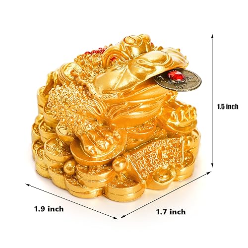 Paquete de 4 estatuas Fortuna Rana de la Suerte miniatura 2