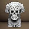 Rrongwn Oversized T-Shirt Men's Skull Shirt Men's Demon Skull Horror T-Shirt Men Halloween Skull Death Metal Biker Gothic Vintage Print Streetwear, White, 3XL #1