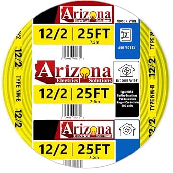 Arizona Electrical 25ft 12/2 NM-B Yellow Electrical Cable