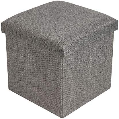 Shoze Single Folding Storage Pouffe Cube Foot Stool Seat Ottoman Footstool Toy Box with Removable Lid(Grey)
