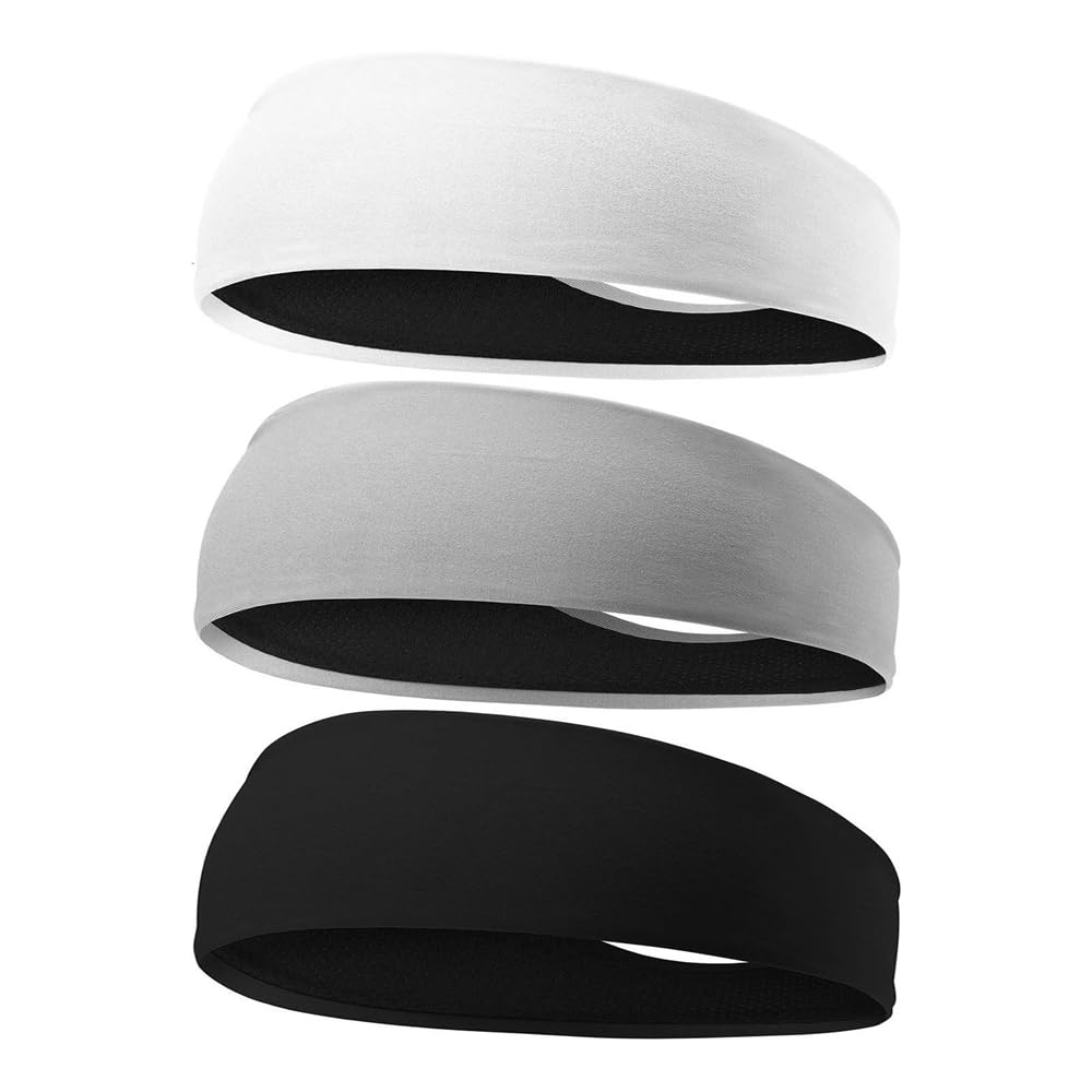 YARDHOBIMens Running Headband, Mens Sweatband Sports Headband, Stretchy Moisture Wicking Hairband, Non Slip Sweatband Headbands, for Running, Cycling, Basketball, Yoga, Stretchy Unisex Hairband (3 Pack)