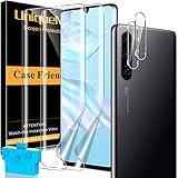 [2+2 Pack]UniqueMe TPU Protector de Pantalla Compatible con Huawei P30 Pro y Protector de lente de cámara, [Cobertura máxima][Sin Burbujas] HD