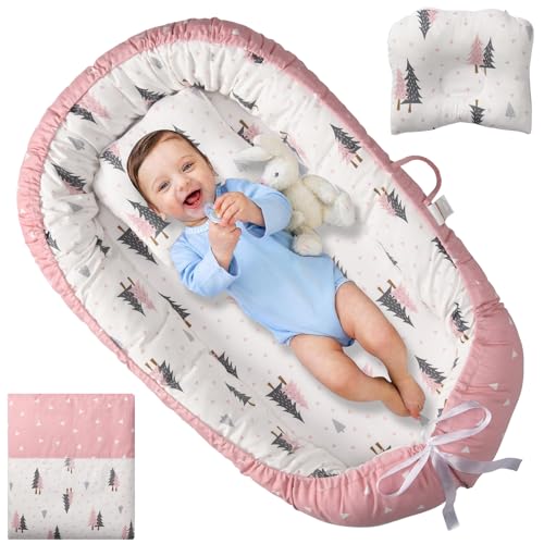 Image of Totsi Baby Lounger with Pillow & Blanket | Ultra-Soft Baby Nest | Machine Washable Infant Lounger 0-24 Months | Adjustable Infant Nest for Travel | Baby Nest for Newborn