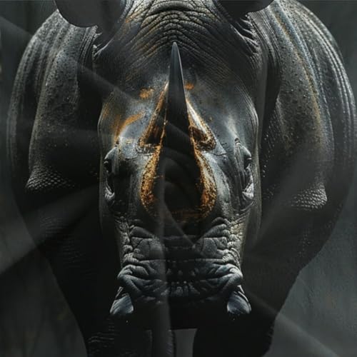 Housse de couette imprimé rhinocéros 3D anti-plis en microfibre douce