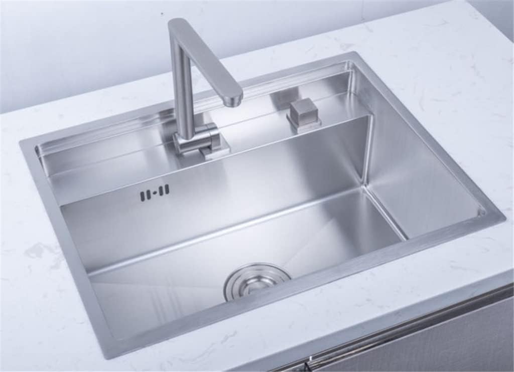 Kitchen Sink With Folded Faucet Hidden Kitchen Basin Double Bowl Black Sink Nano Above Counter Or Undermount (Size 580 x 450 x 230 mm) (Chrome 580 x 450 x 230 mm)