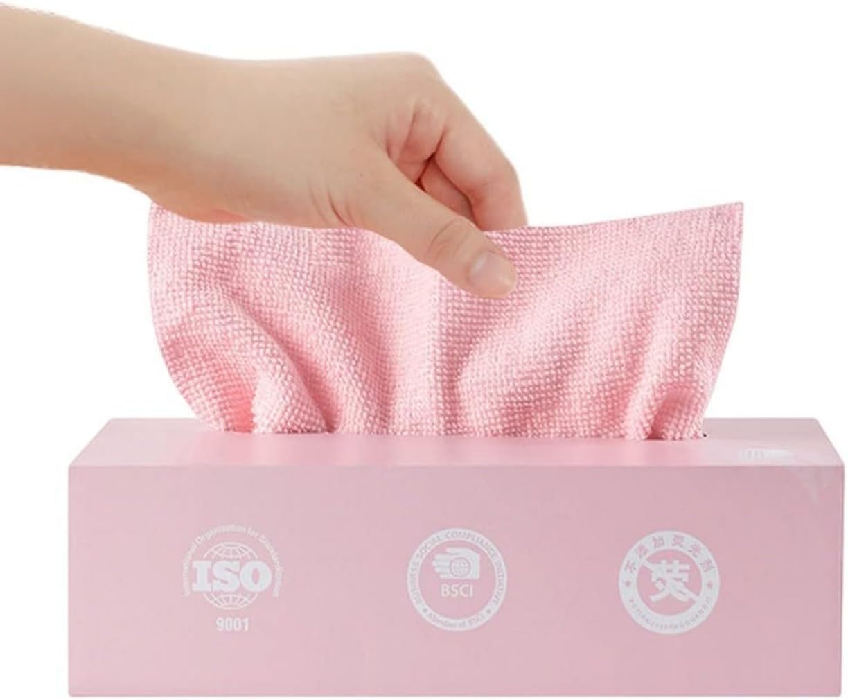 20 Sheets Disposable Cleaning Cloths Cleaning Towels Microfiber Towel,Reusable Dish Cloths with Dispenser Box,Lazy Rags Car Wipes,Multi-Purpose Cleaning Cloths for Home Kitchen Hospital-Pink