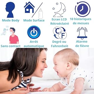 Termometro frontale professionale senza contatto | Termometro medico infrarosso adulto & bambino | Misura superficie & bagno | Modello viola – Batterie gialle incluse