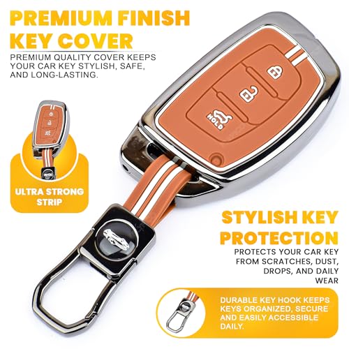 Image of Coll of Fest Premium Metal Key Cover Compatible with Hyundai Creta | i20 | Hyundai i20 Elite | i20 Active | Verna | Xcent | Tucson | Elantra | Grand i10 | Grand i10 Nios | i10 3 Button