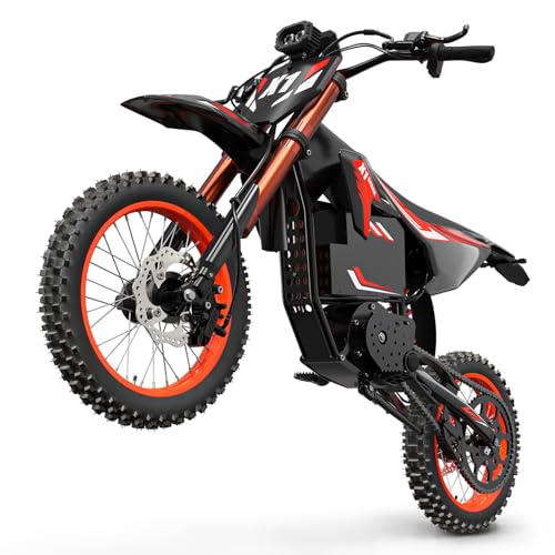 QRONGE X1 Spark Electric Dirt Bike, 60V 28.8Ah Battery, 4500W Peak Mid-Drive Motor Electric Motorcycle, 60 Mile Range, Full Suspension Off Road E Bike for Teens & Adults 13+, 3 Speed Modes