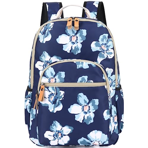 Image of Leaper Water-resistant Floral Laptop Backpack Women Travel Daypack Floral Blue