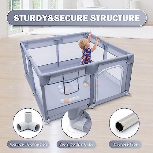 Baby Playpen, Baby Playard, Large Baby Playard, Indoor & Outdoor Kids Activity Center with Anti-Slip Base, Sturdy Safety Play Yard, Baby Fence - Thumbnail 7