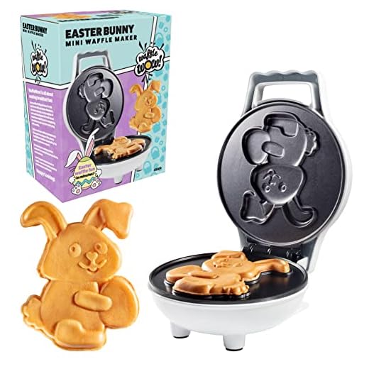 Easter Bunny Mini Waffle Maker - Make Holiday Breakfast Special for Kids & Adults w Cute Bunny Waffles or Pancakes- Individual 4 Inch Waffler Iron, Fun Easter Basket Stuffer or Egg Hunt Surprise Gift