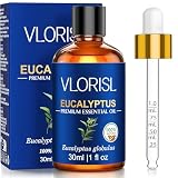 VLORISL Olio Essenziale di Eucalipto 30ML, Aroma Fresco e Naturale, per Diffusore, Bagno, Sauna e Aromaterapia