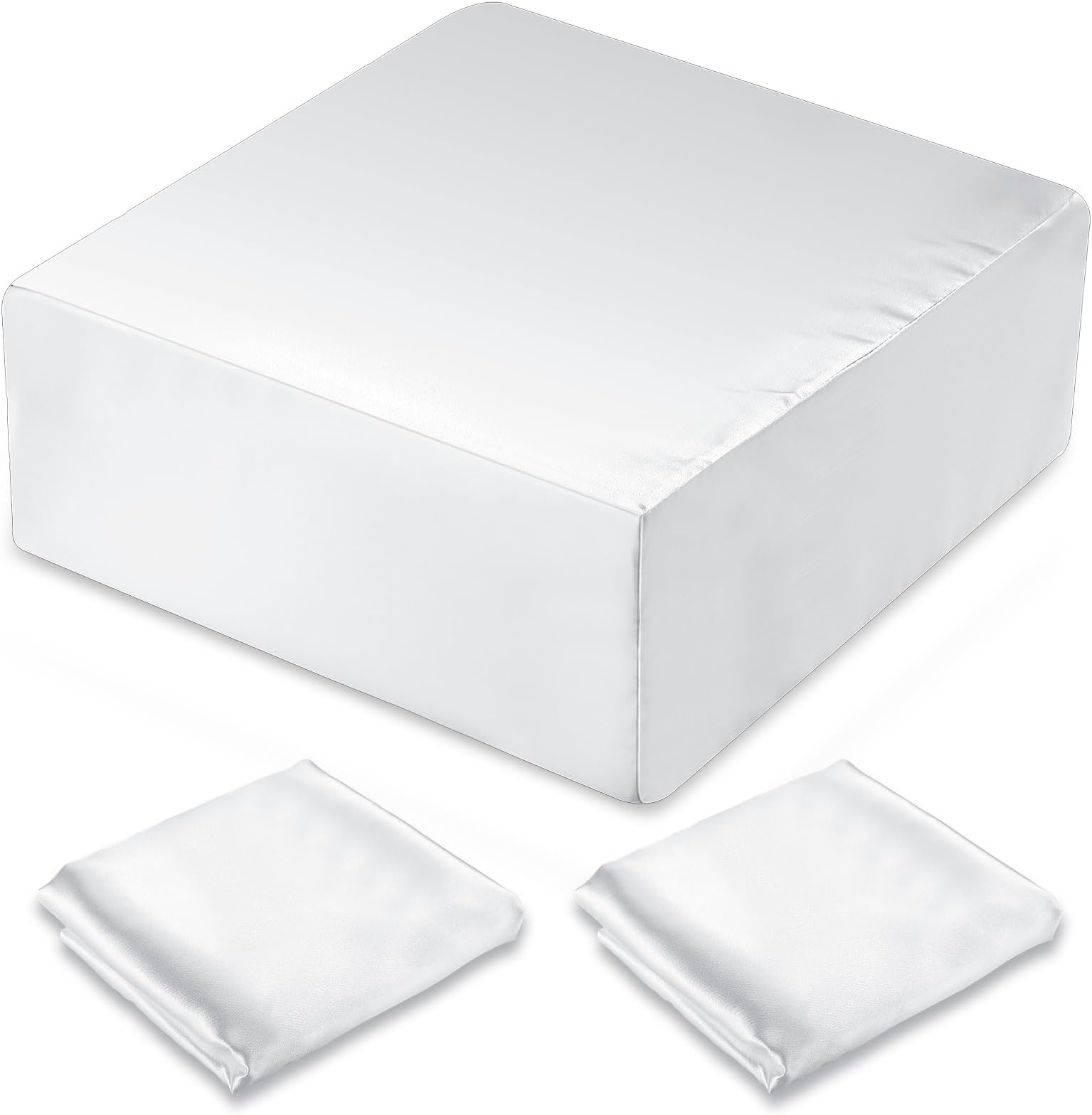 2 Pcs 12 x12 x5.5 Satin Pillowcase for Cube Shape Silky Pillow Cover with Hidden Zip Smooth Pillow Cases Bulk Cover with Zipper, Only Pillowcase