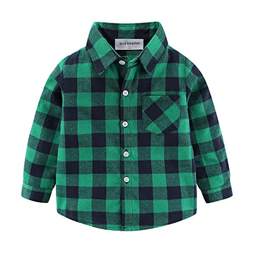 Image of Mud Kingdom Boys Plaid Flannel Shirt Long Sleeve Button Down Casual
