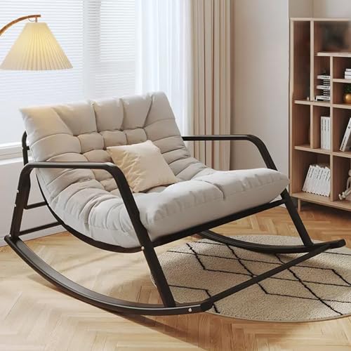 Double Confortable Salon chaise berçante avec Tapissé, Doux Respirant Chambre fauteuil à bascule, exterieur jardin fauteuil relax, Moderne Gravité zéro transat, chaise ergonomique ( Color : Gray+black