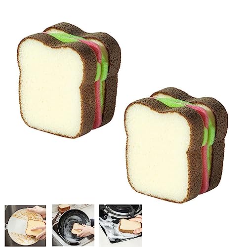 2Pcs Heavy Duty Scrub Sponge, Cleaning Scrub Sponge, Sandwich Toast Shaped Non-Scratch Dish Sponge For Kitchen(Sandwich) #TOP4