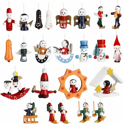Hpbaggy 24 Stück Weihnachtsbaum Schmuck aus Holz, Christbaumschmuck...
