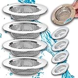 Rejilla Fregadero Cocina Acero Inoxidable (Pack 4) - Filtro Fregadero Cocina - Colador Fregadero De Cocina Antibloqueo - Fácil De Limpiar y Anticorrosivo - Apto para Lavavajillas Y Ducha (medir)