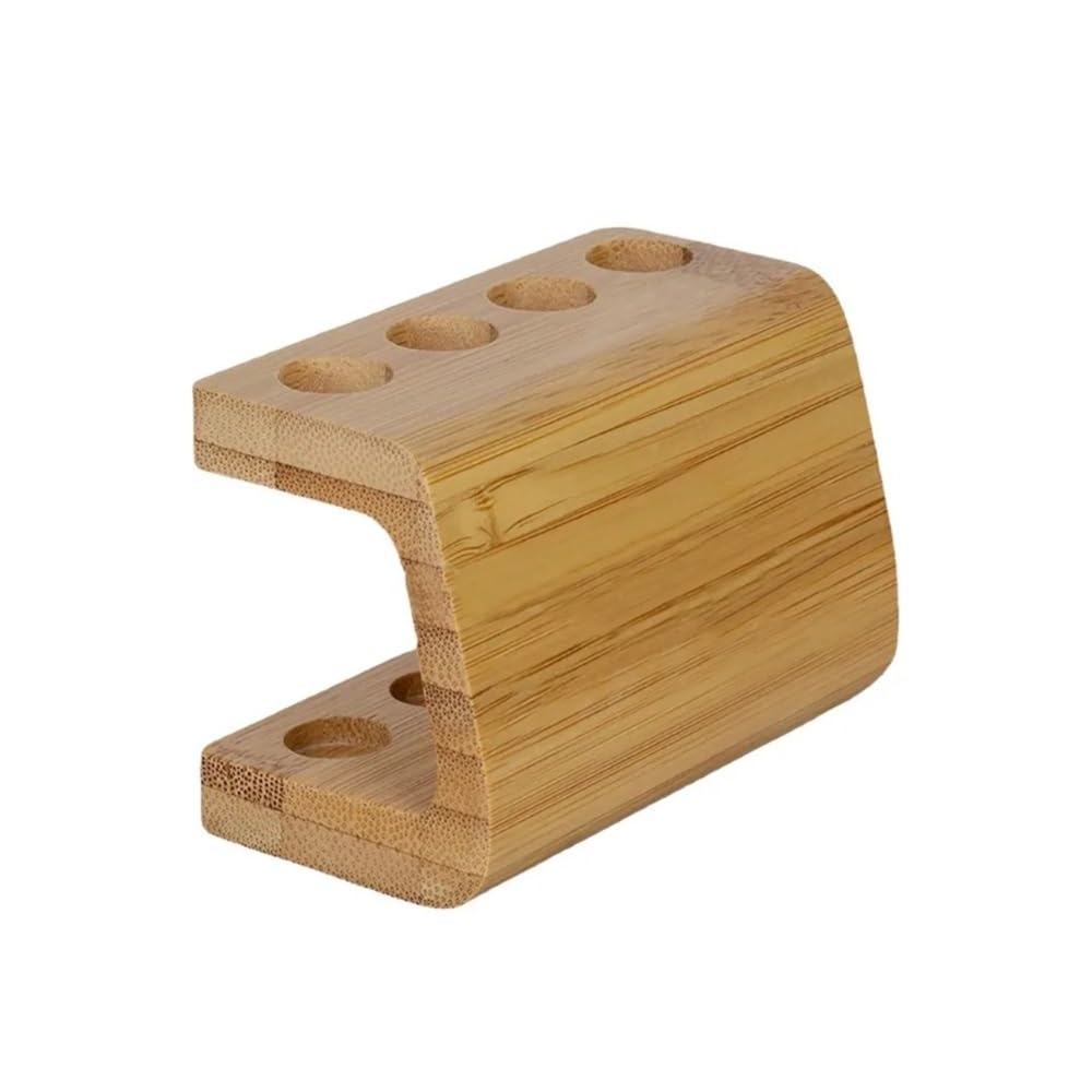 Supporto per spazzolino elettrico multi slot per la casa, mini portatile, durevole, in bambù naturale, antiscivolo, autoportante (3 slot)