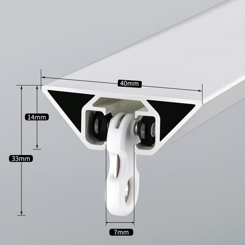 Heavy-Duty Ripplefold Snap Track With Tape Set, Ceiling Curtain Track White/Black 1.6ft-14ft V Shape Aluminum Curtain Rail(Black,4.9ft/1.5m)