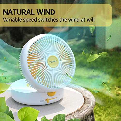 Feekaa Usb Fan, 8-Inch Oscillating Desk Fan, Small Wall Mounted Fan With Night Light, Rechargeable Battery Operated, Variable Speed, Quiet Fan For Outdoor/Travel/Camping/Office #TOP1