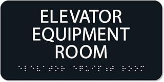 The Sign Studio - 4”X8”- ADA Compliant- “Elevator Equipment Room” Sign Black/White Tactile & Braille