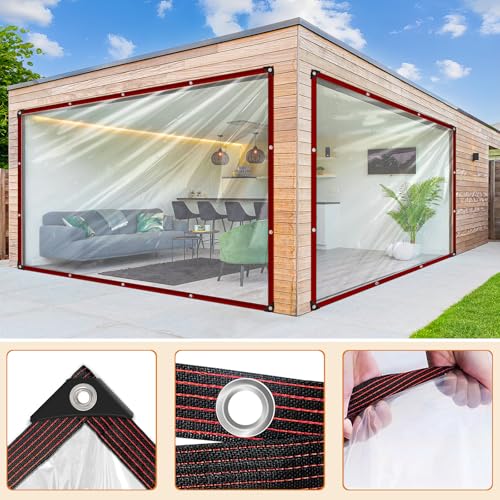 Transparente Plane - 2X3m Transparent Planen Wasserdicht mit ösen Plane Durchsichtig für GewäChshaus Gartenplane Abdeckplane Transparent für Regenschutz terrasse Balkon außenbereich carport