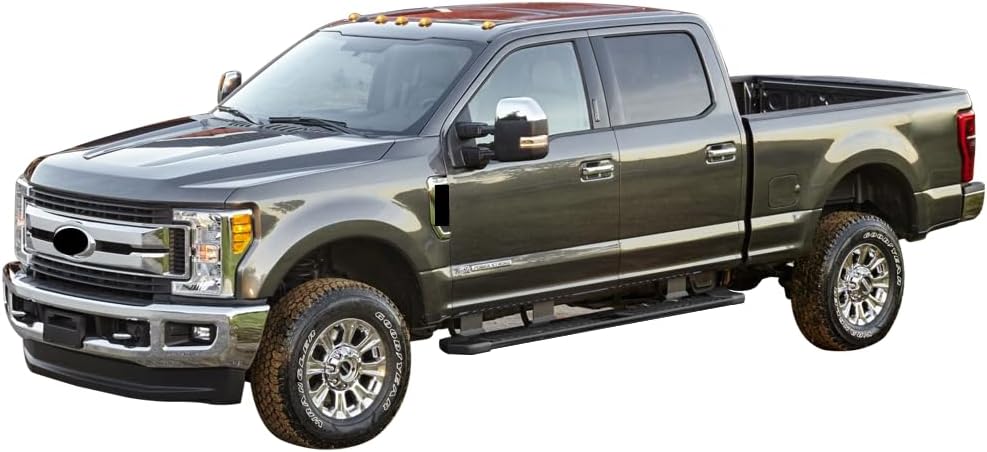 IKON MOTORSPORTS, Running Board Compatible with 2017-2025 Ford F250 Superduty Crew Cab, V Style Black Side Step Nerf Bar Pair, 2018 2019 2020 2021 2022