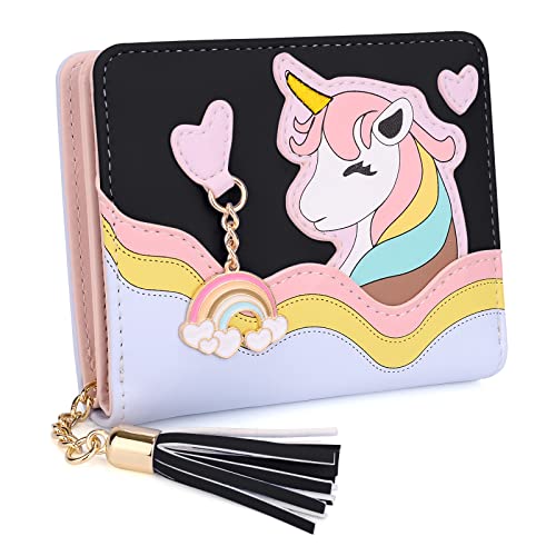 UTO Wallet for Girls Cute Leather Vegan Small Women Tassel Pendant Card Holder Kawaii Coin Purse 1166
