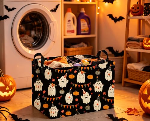 Image of Rectangle Kids Baskets Halloween Basket Cute Storage Bin for Room Decor Gift Basket(Cute Halloween)