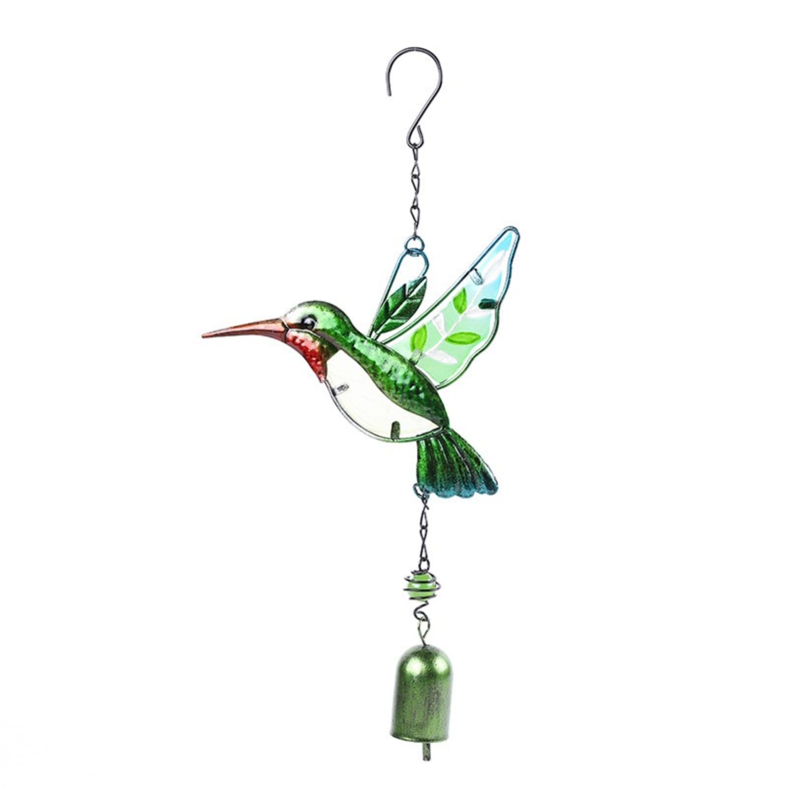 Hummingbird metal wind chime glass painted hanging decoration outdoor courtyard decoration pendant balcony prayer wind chime