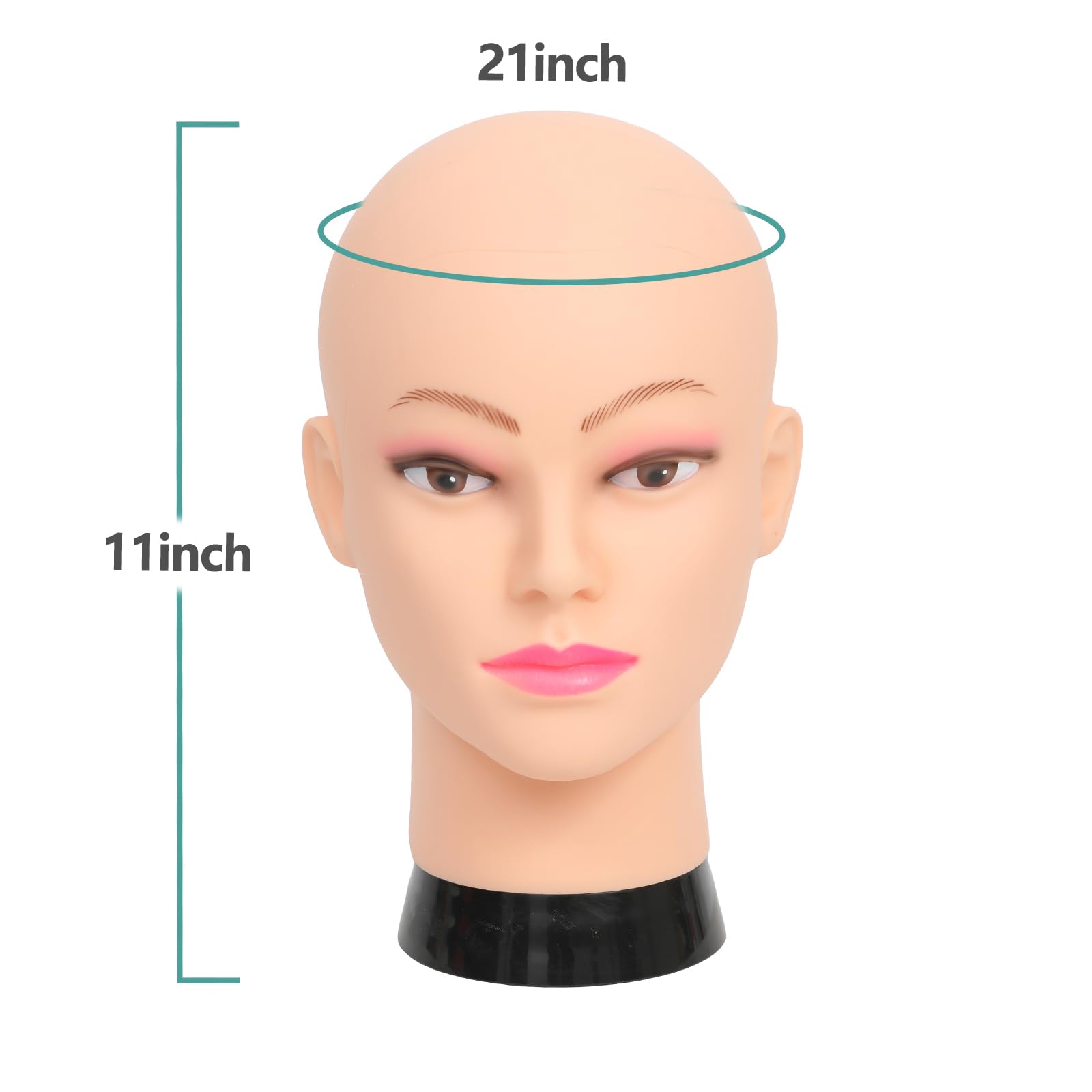 Tête de mannequin chauve pour femme - Tête de mannequin chauve pour la fabrication de perruques et présentoir - Avec pince de table gratuite (GT-B)