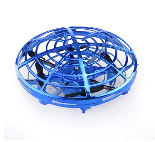 (Blue) UFO Drone for Kids â€“ Hand Drone with Infrared Sensing â€“ Self-Contained Rotation Flying Ball Drone Newest Hand Induction 2.4GHz 4-Axis Gyro Quadcopter RC UFO Drone Hand Remote Control Inside