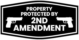 Fancy Property Protected By 2nd Amendment Sign (Black) - Small