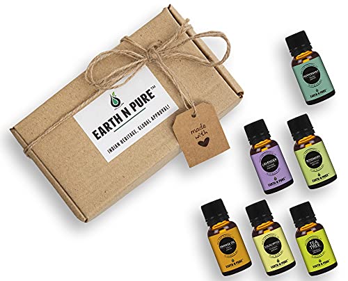 Image of Earth N Pure Essential Oil Pack of 6 (Peppermint, Sweet Orange, Eucalyptus, Tea tree, Lavender & Rosemary) 15 ml each