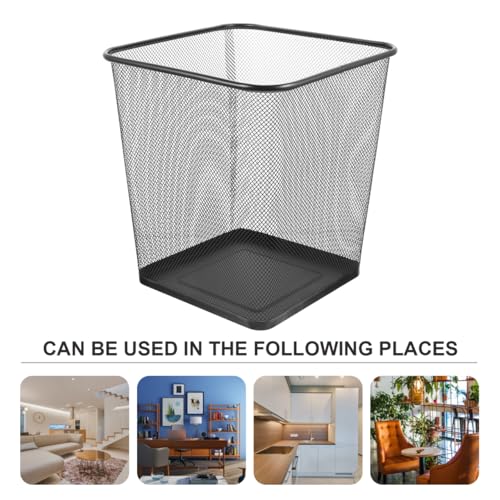 Image of GANAZONO Black Mesh Square Trash Cans, Waste Basket with Open-Top for Office, Home, Kitchen