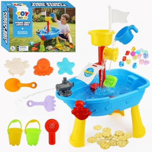 TOY Life Pirate Ship Sand and Water Table Playset, Ages 3-6