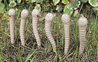 garden mile Set of 6 Garden Worms Ornaments Resin Outdoor Indoor Novelty Decorative Figurines Flowerbed Plant Pot Decorations Weatherproof Worm Mini Statues Patio Pond Bedding Decor