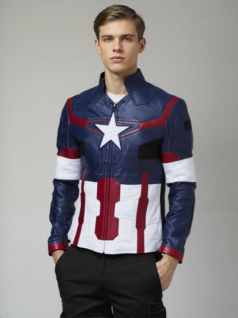Captian Faux Leather America Super Hero Jacket Movie Design Replica