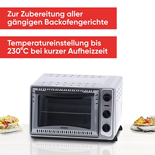 Severin TO 2045 Mobiele oven voor pizza, ovenschotels, cake, broodjes etc., broodroosteroven met 1500 W en temperaturen van 100 tot 230 °C, zilver - Image 3