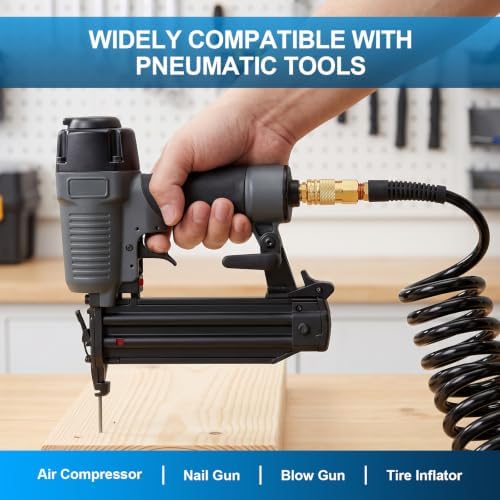 Polyurethane Recoil Air Hose, 1/4" ID X 50FT, Black — 사진 7