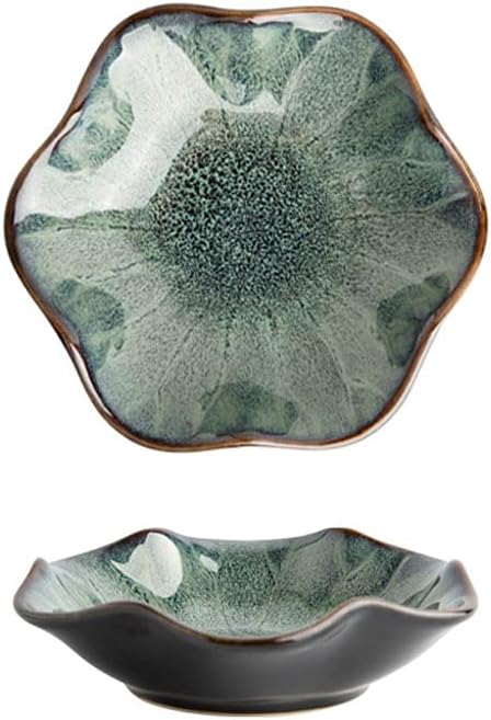 GeRRiT Snack Serving Dishes Lotus Leaf Shaped Ceramics Seasoning Dishes Japanese Style Sauce Dish Ketchup Saucer Vinegar Spice Soy Sushi Seasoning Dipping Bowls Dessert Dishes