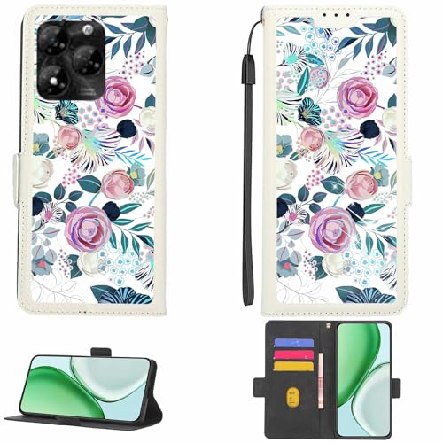 Kinetijy Case Compatible for Hisense U43 Hlte243E Phone Case Flip Cover [with Tempered Glass Screen Protector][RFID Blocking][Colorful Reflect Light] LPT-HUA3