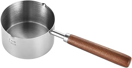 ＫＬＫＣＭＳ Stainless Steel Mini Saucepan, Butter Melting Pot with Dual Pour Spouts Sauce Cups Condiment Sauce Pan for Kitchen Home Cafe, Without Stand