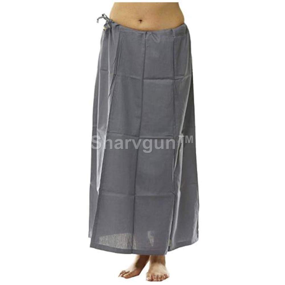 Sharvgun Women's Cotton Saree Petticoat Inskirt Underskirt Skirt Sari Wrap Skirt (Grey)